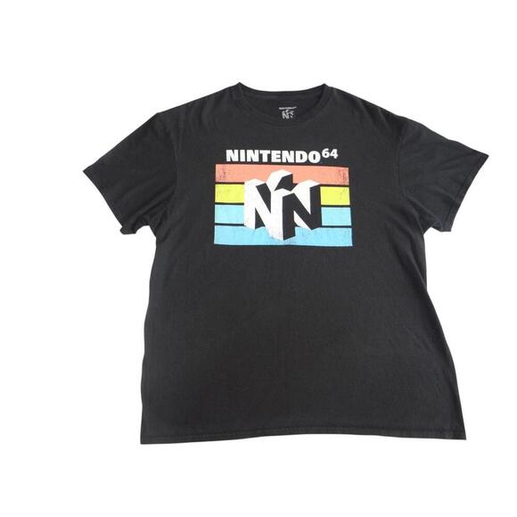Nintendo 64 Graphic Tee - Retro Style XL Black T-Shirt - Picture 1 of 4